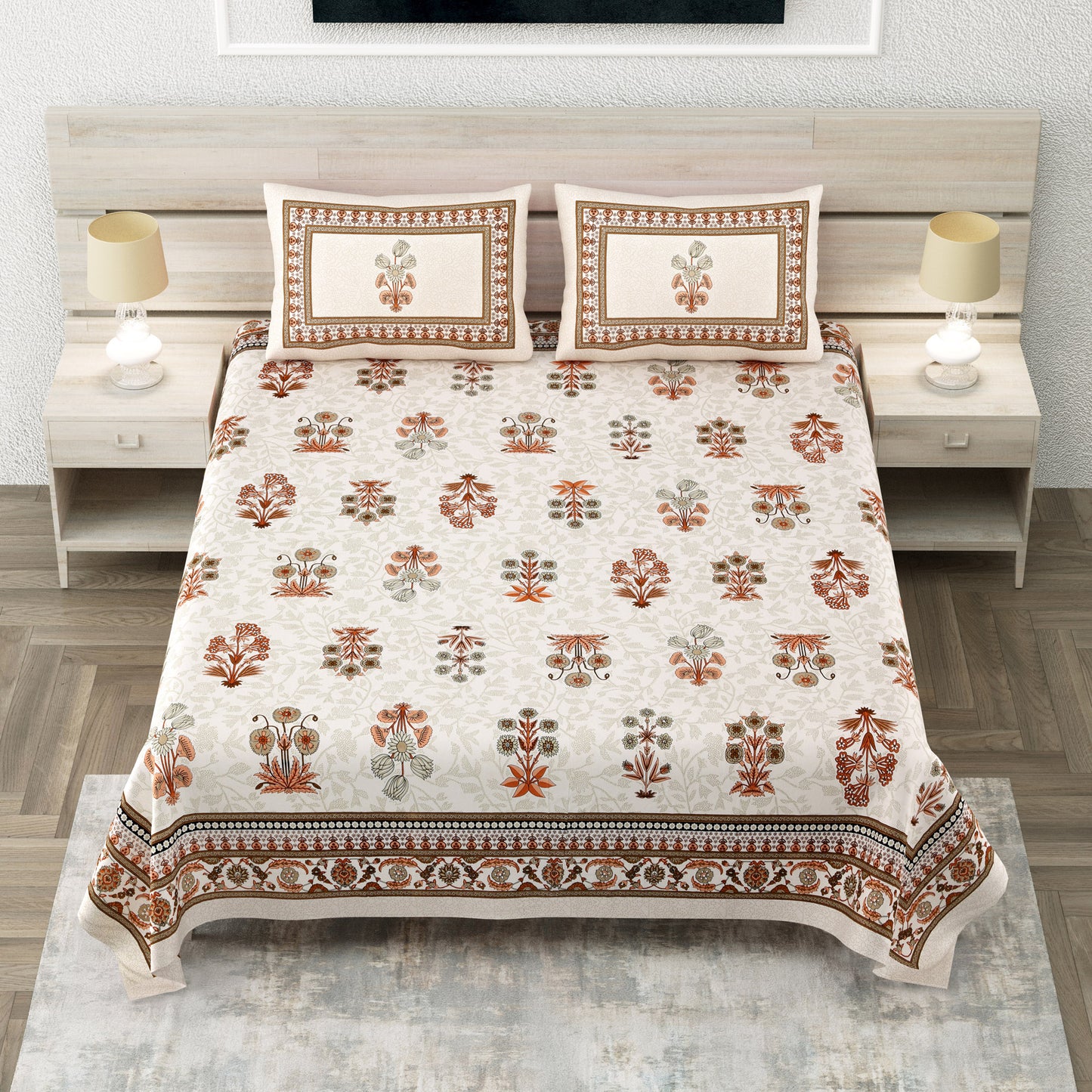 Taj Florale - King Size Bedsheet