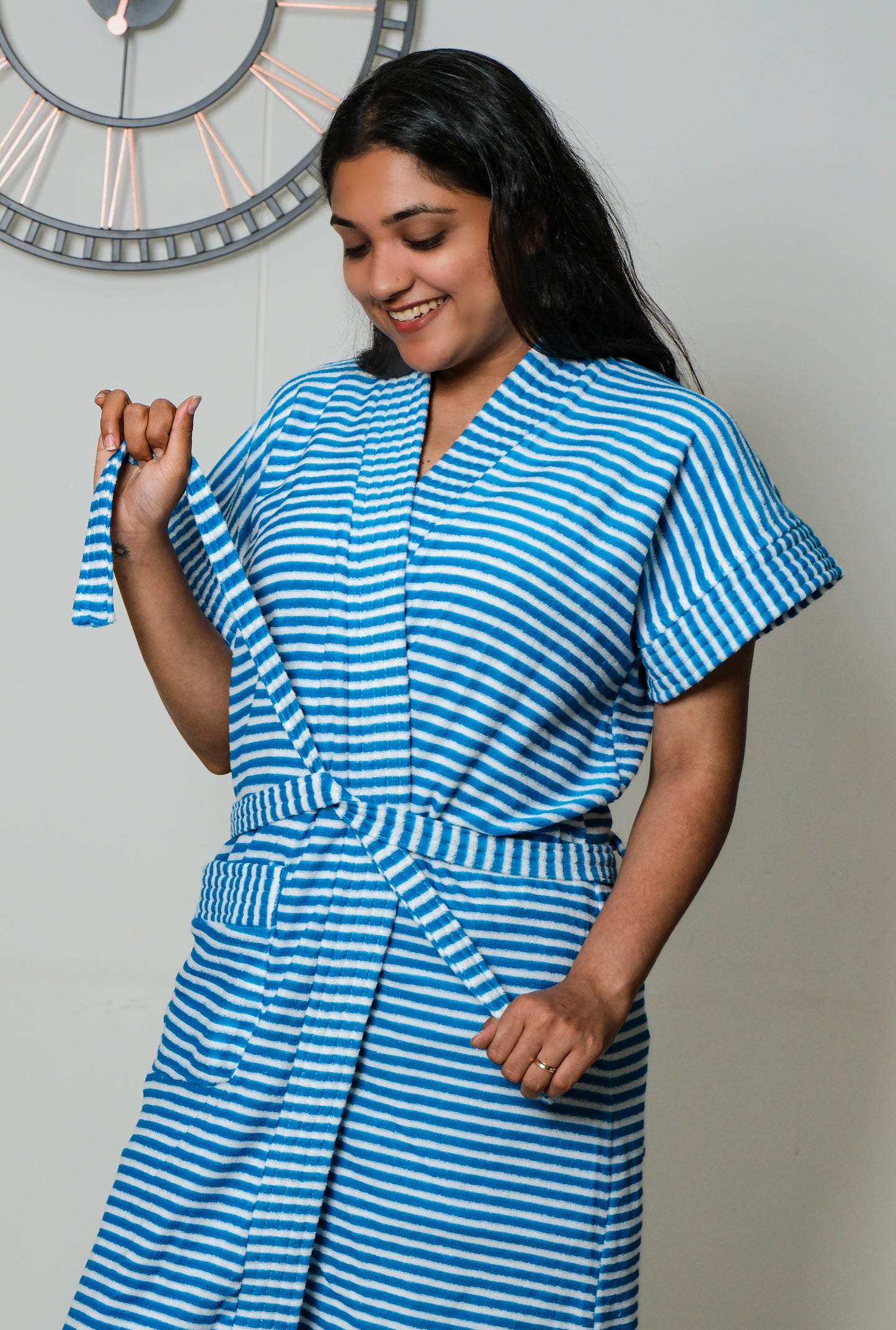 Blue Ripple - Stripe Bathrobe