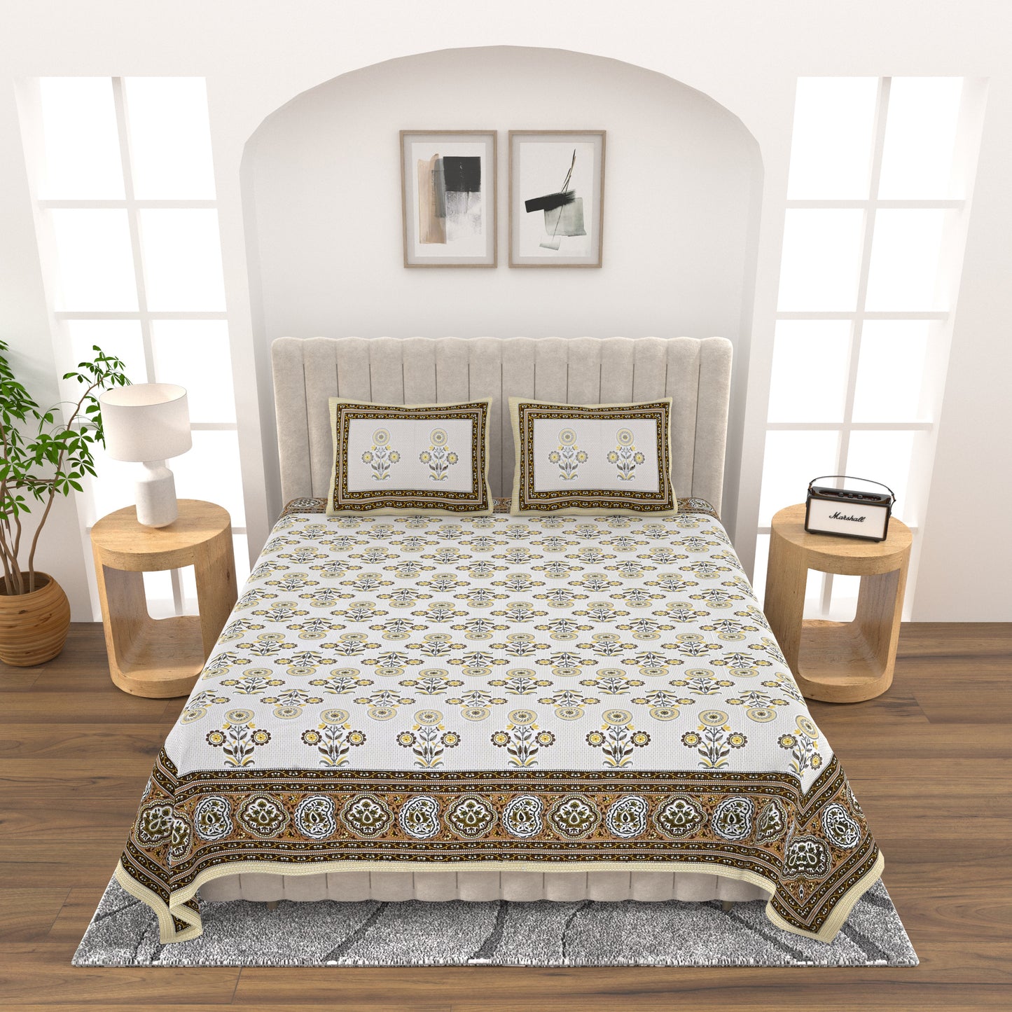Happy Hues - Double bed Bedsheet