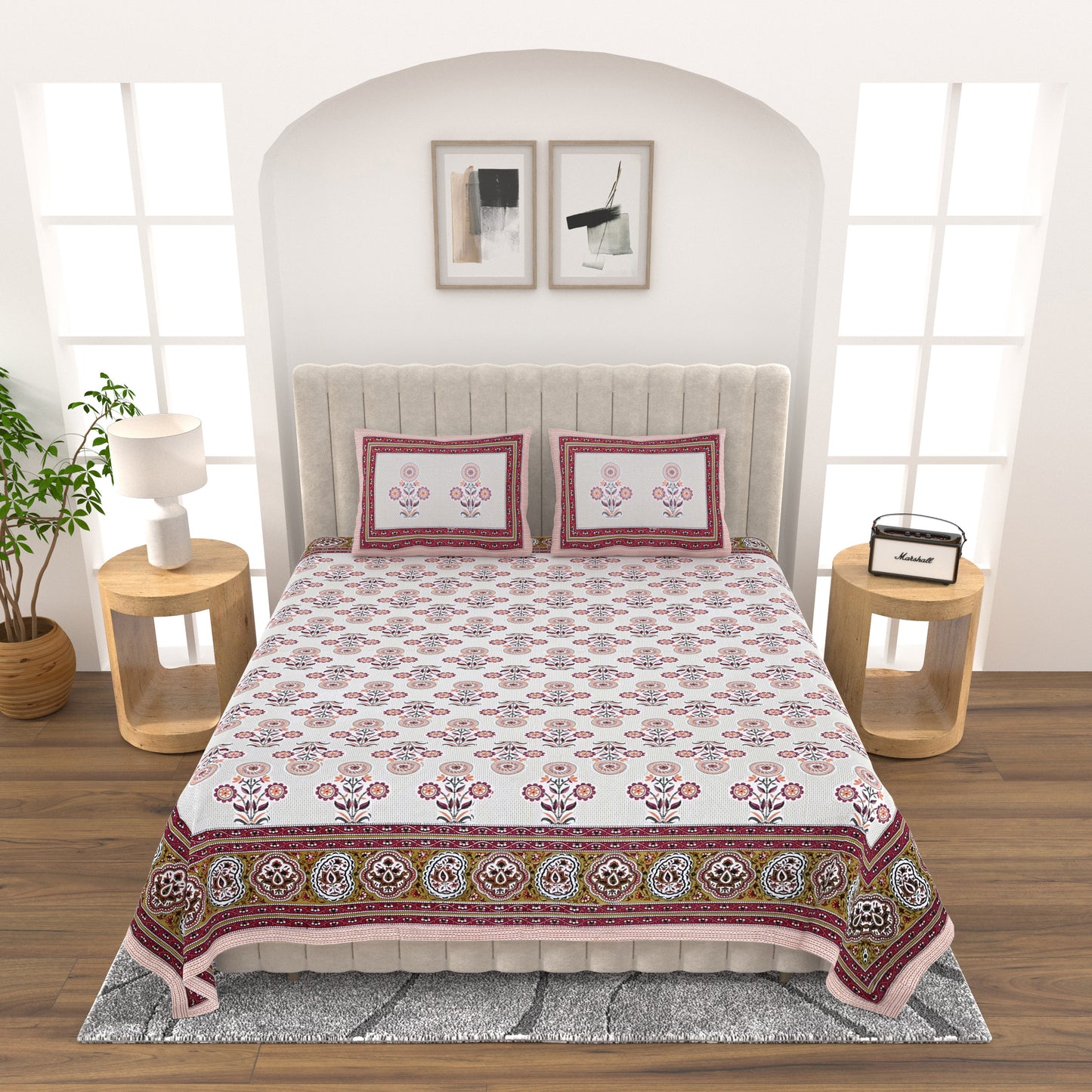 Happy Hues - Double bed Bedsheet
