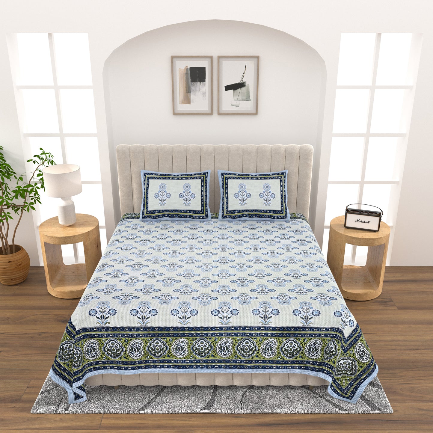 Happy Hues - Double bed Bedsheet