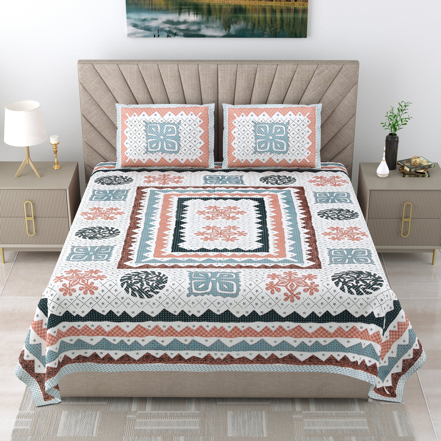 Sereni Leaf - Double bed Bedsheet