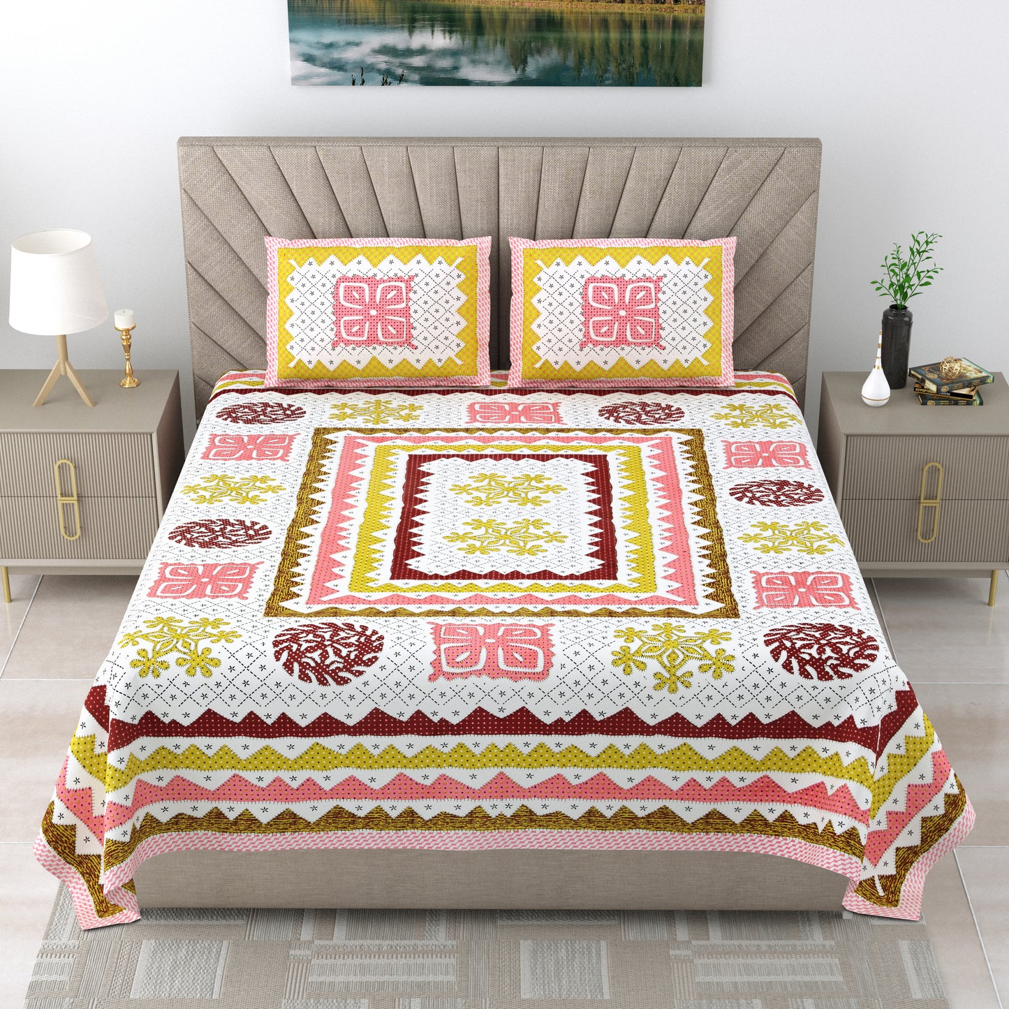 Sereni Leaf - Double bed Bedsheet