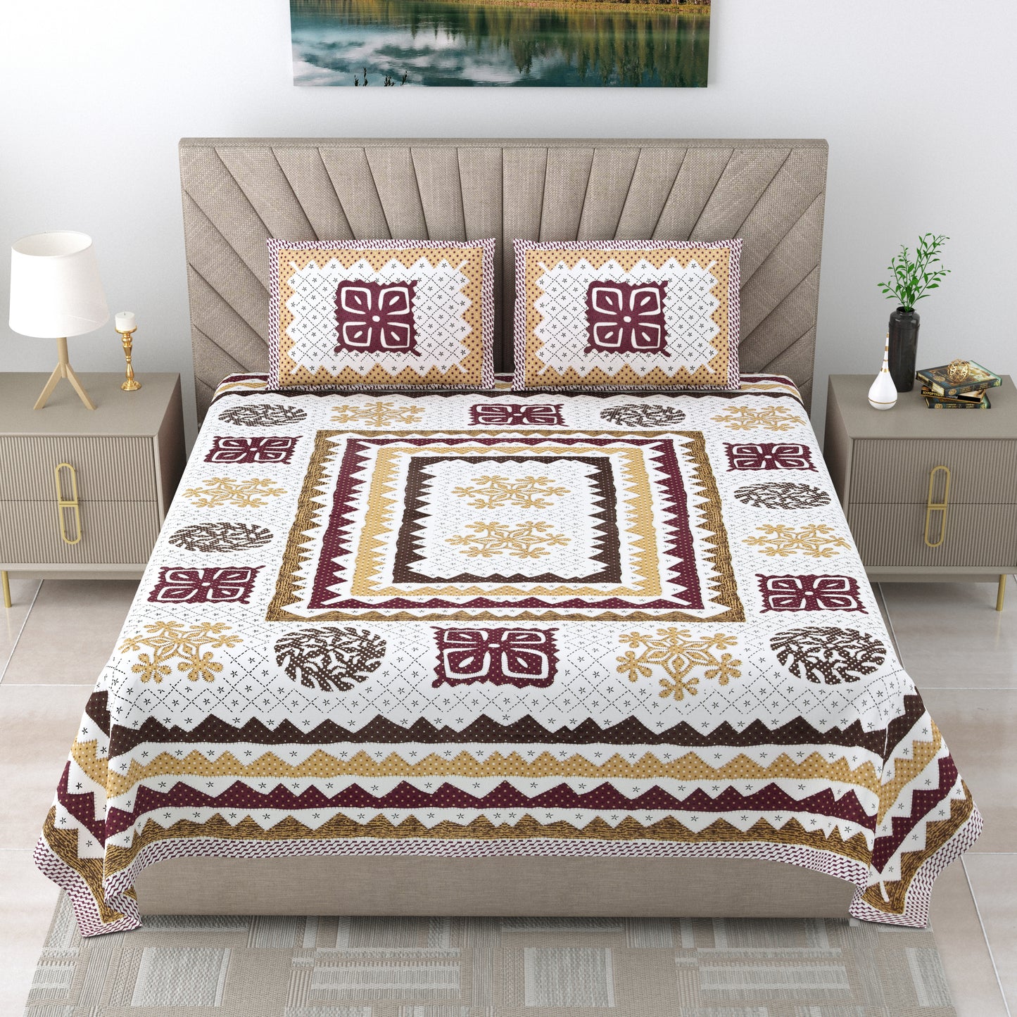 Sereni Leaf - Double bed Bedsheet