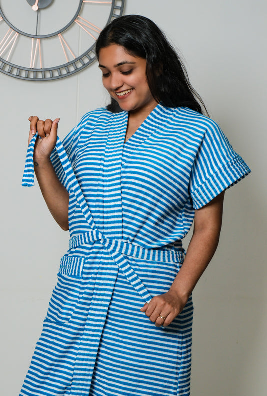 Blue Ripple - Stripe Bathrobe