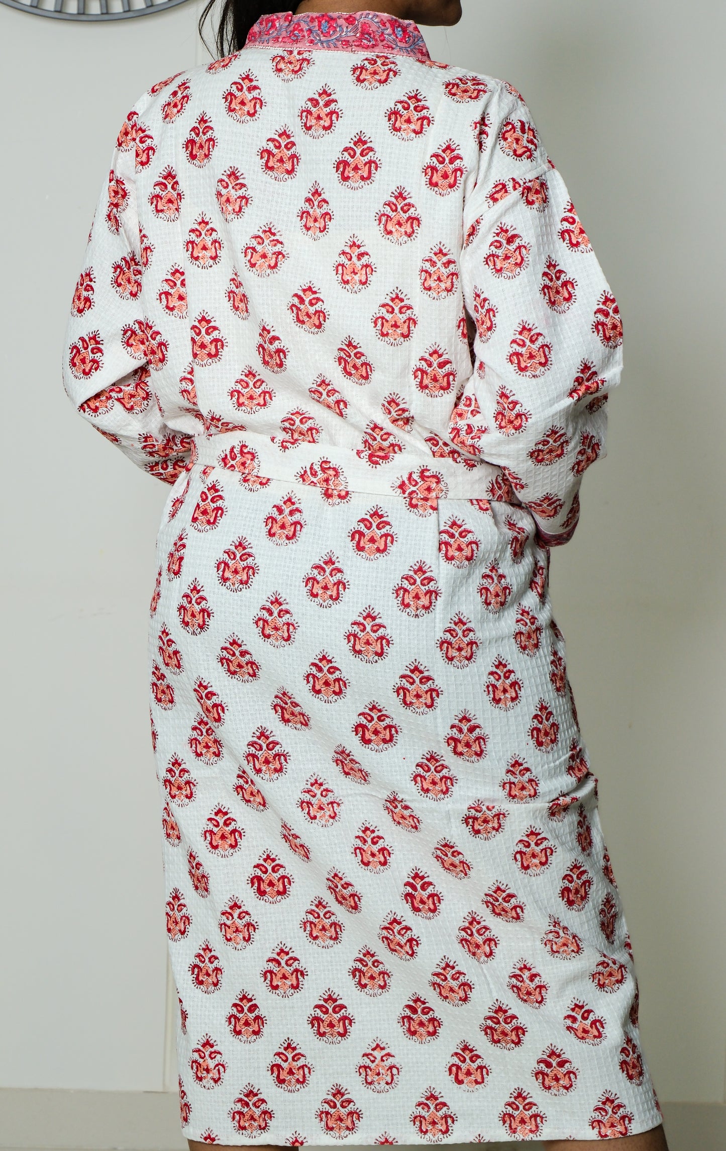 Scarlet Bloom - Jaipuri Bathrobe