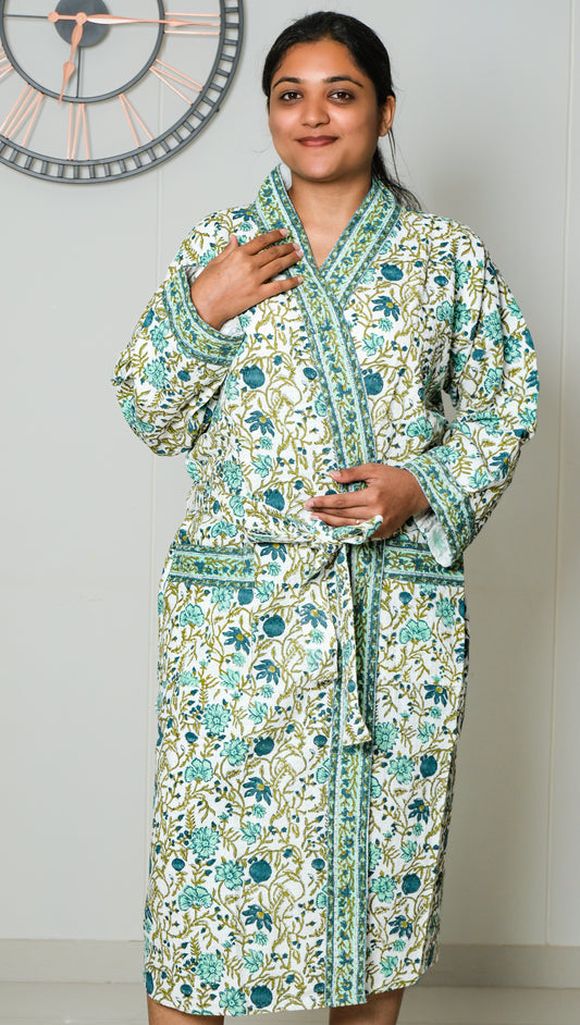 Teal Garden - Jaipuri Bathrobe