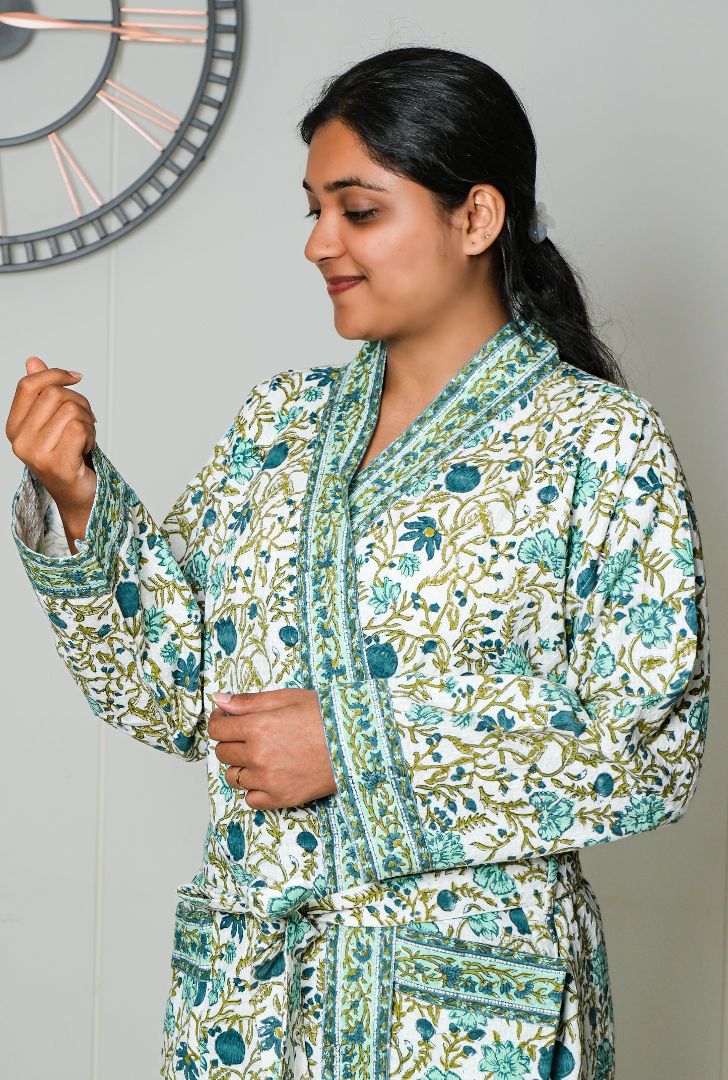 Teal Garden - Jaipuri Bathrobe