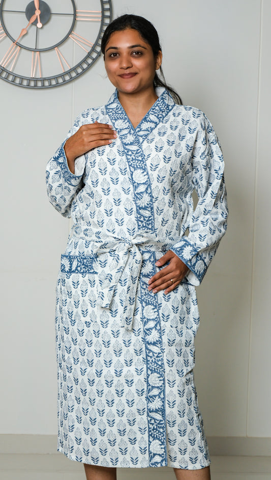Indigo Bloom - Jaipuri Bathrobe
